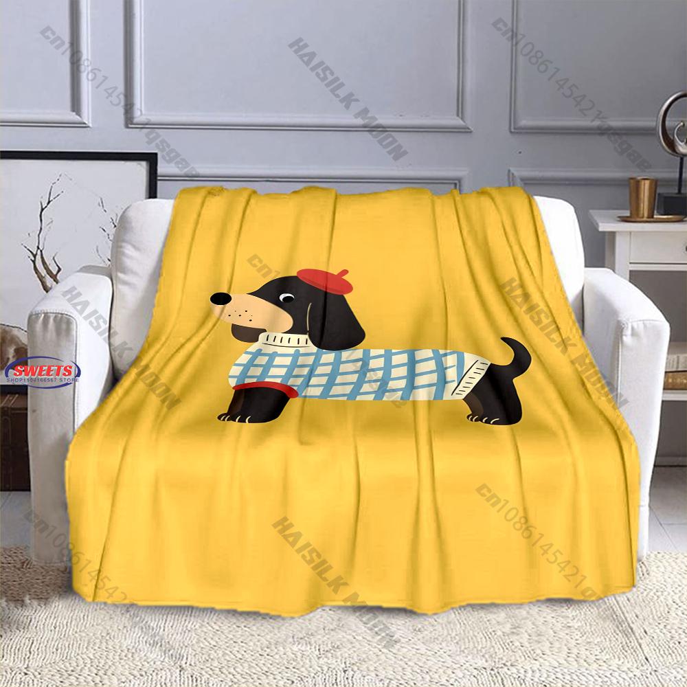 6 Styles Cute Dachshund Printed Blanket, Warm Christmas Birthday Gifts for Wife Kids Friends, Sofa Chairs Bed Office Available
