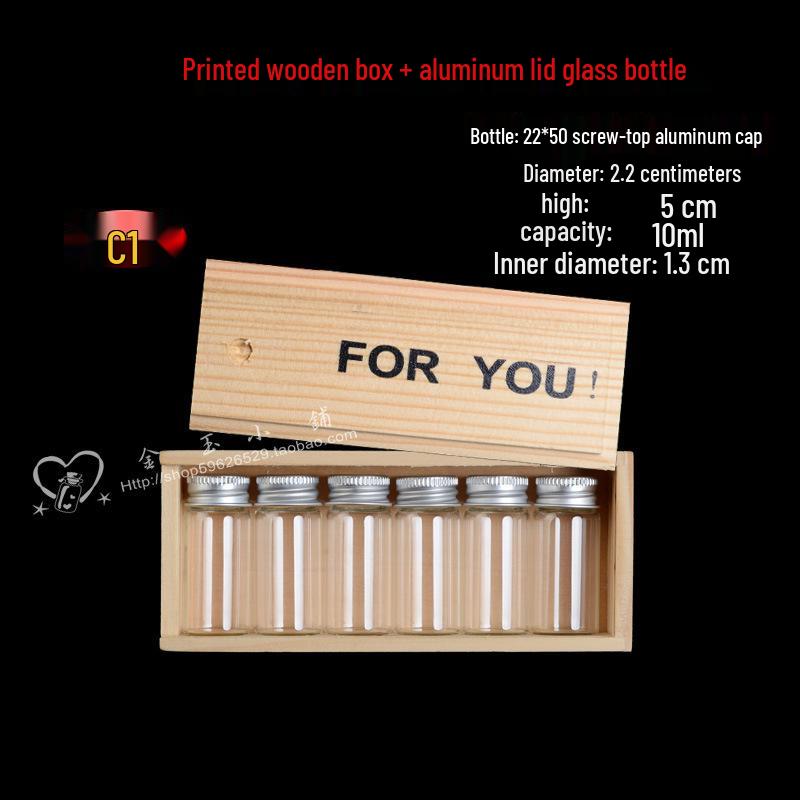 Agarwood Travel Bottle Set: Creative Gift with Wooden Box, Aluminum Lid & Wood Stopper.