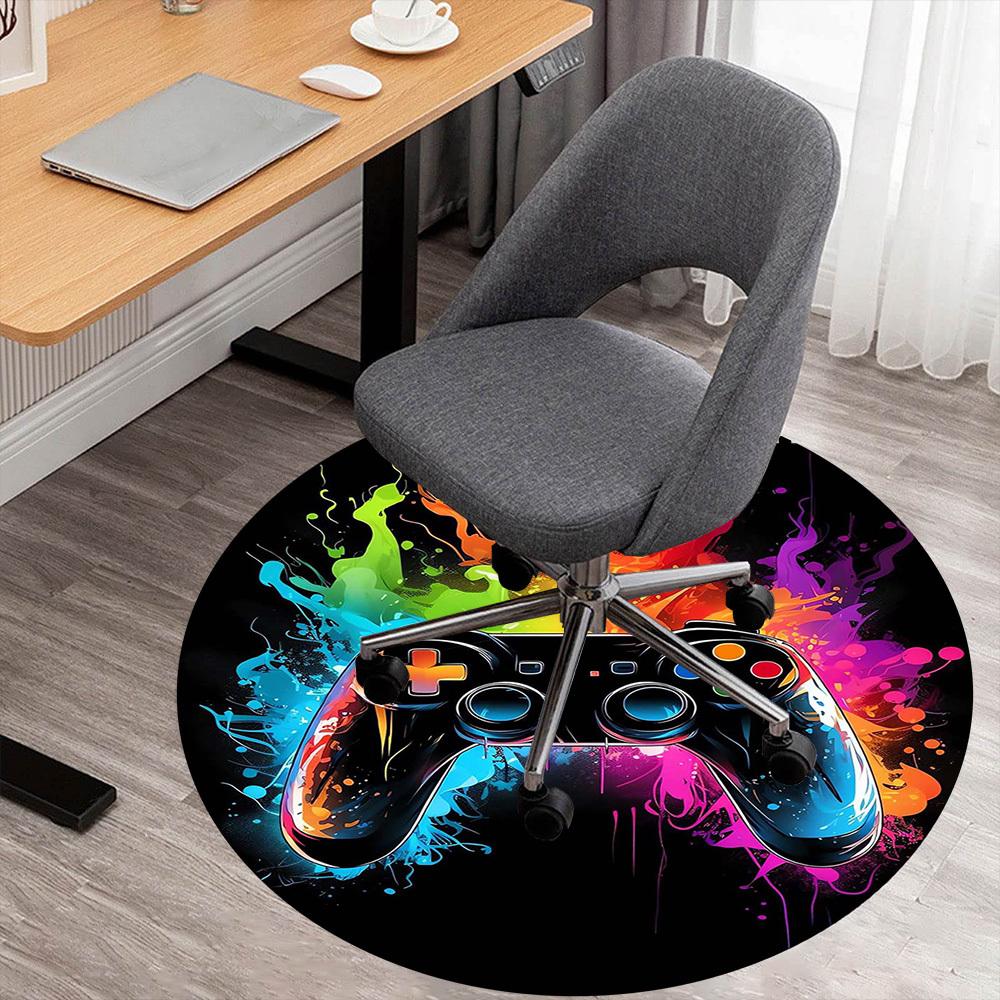 1PC Gaming Controller Round Chair mat Area Rug - Non-Slip, Floor Mat for Office, Bedroom, home decor Christmas Gift c0528001