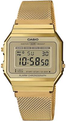 Цифровые часы Vintage Series Metal Mesh Band Gold Overseas Model [Casio] A700WMG-9A Мужские Женские [Товар]