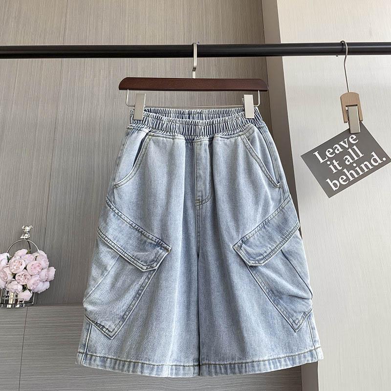 Shorts Women Cotton Summer Denim Loose Large Size High Waist Wide Leg Pants
