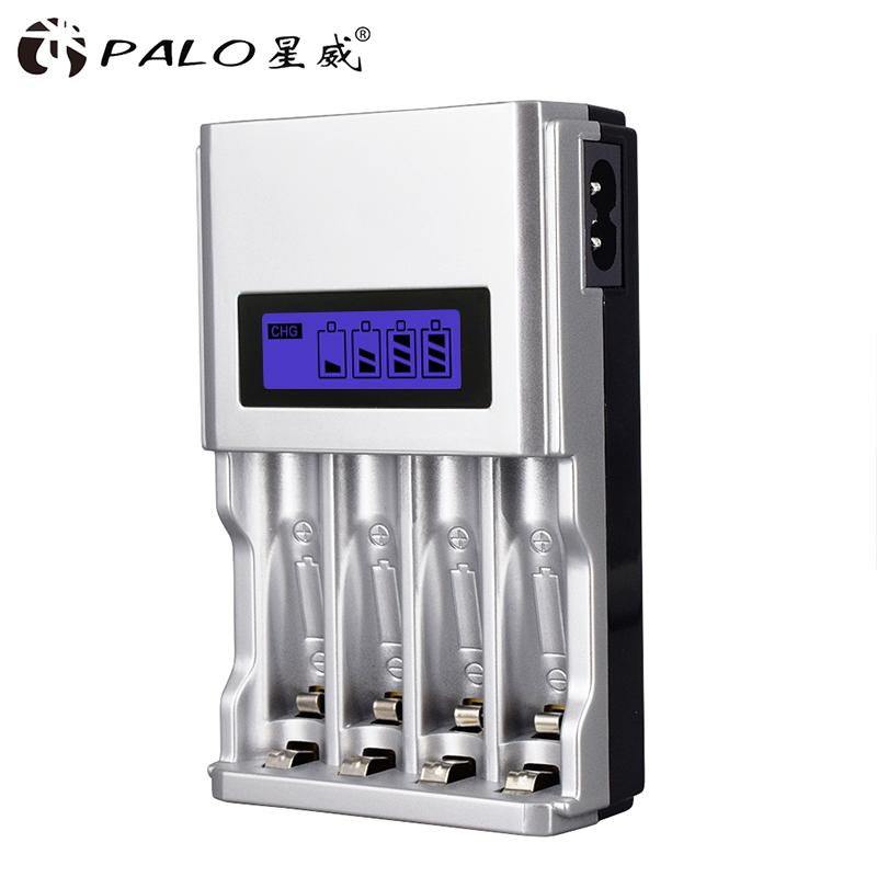 Интеллектуальное зарядное устройство PALO LCD для аккумуляторов AAA AA, 1,2 В, Ni-MH Ni-CD аккумулятор, 4 слота, зарядное устройство для аккумуляторов