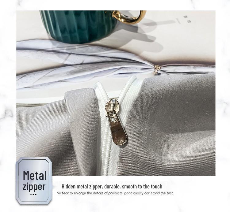 Solid Color Washed Cotton Quilt Cover with Simple Embroidery