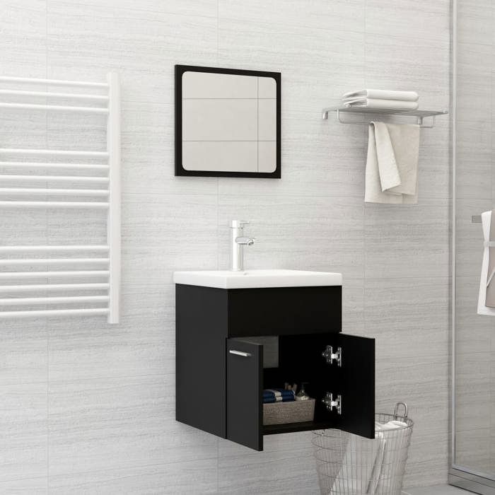 VidaXL Bathroom Furniture Set Storage Cabinet Wall Mirror Toilet Cabinet Sink Cabinet and Washbasin 3071307