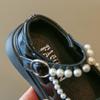 Girl's Pearl Shallow Soft Leather Flat Shoes Children Princess Shoes Birthday Wedding Party Toddler Kids Shoes