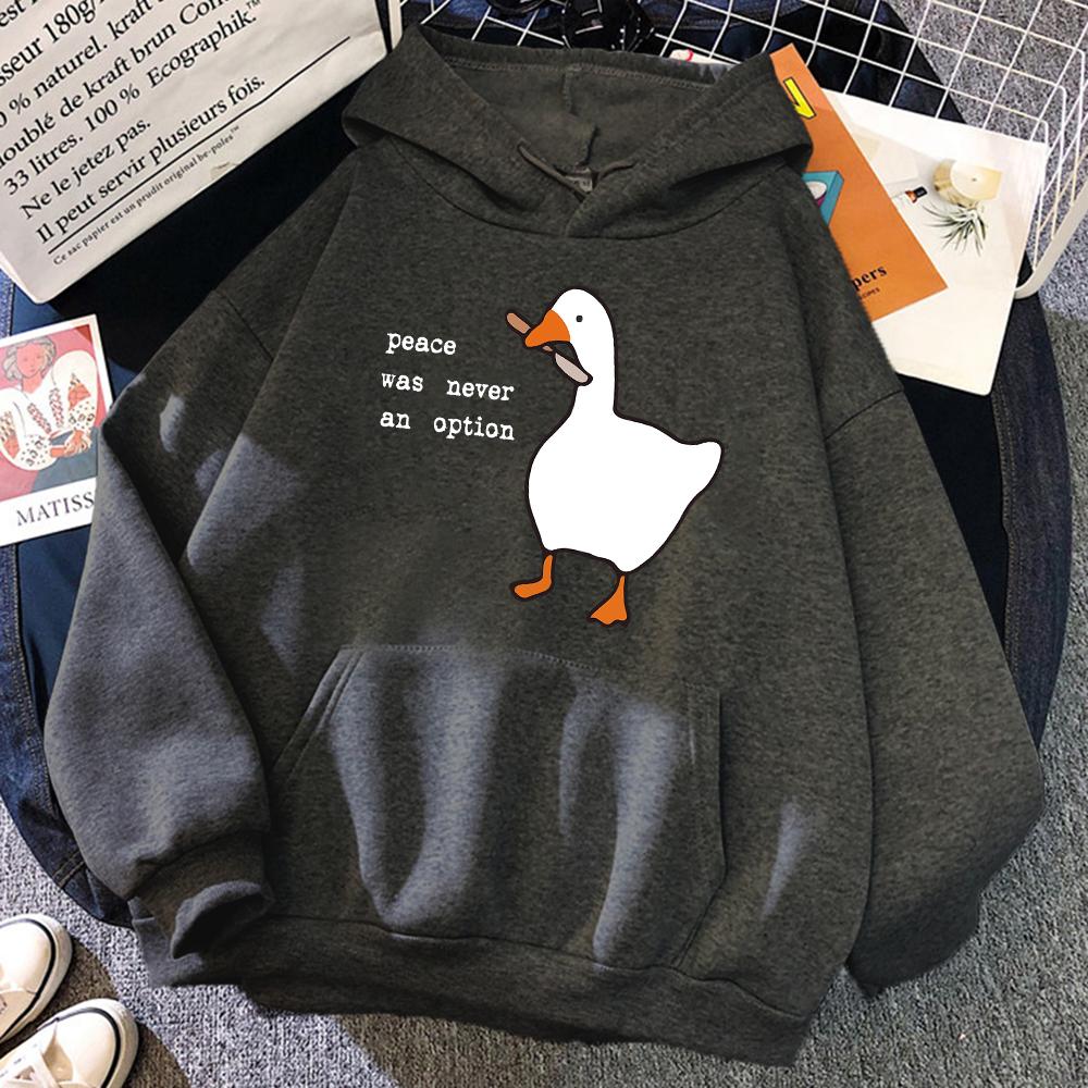 Мир никогда не был вариантом, женская одежда с гусиным принтом, модная толстовка с круглым вырезом, креативная толстовка с круглым вырезом, уличные женские толстовки с карманами