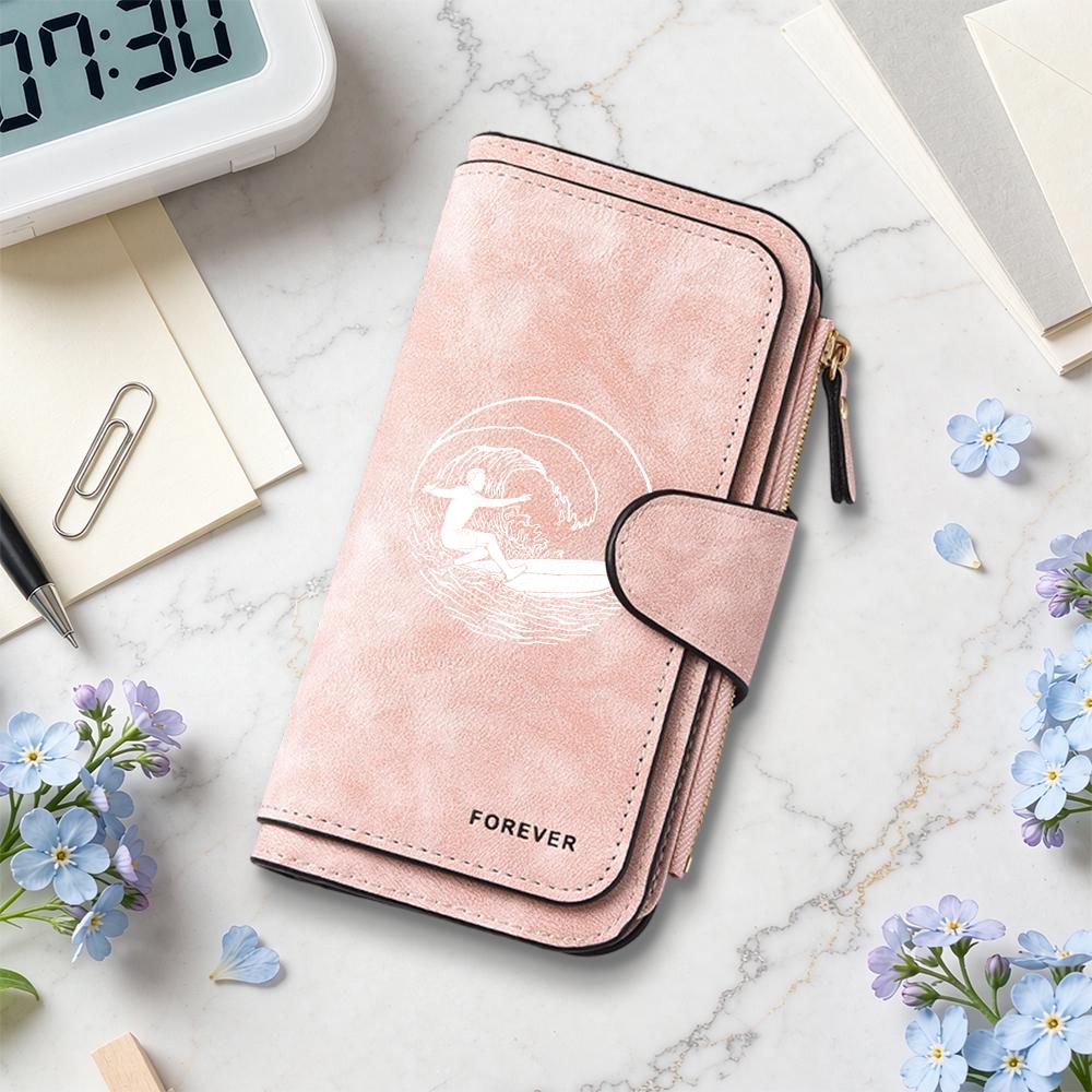 Surf Print Long Wallet Forever Multi Card Holder Fashion Purse for Daily Use