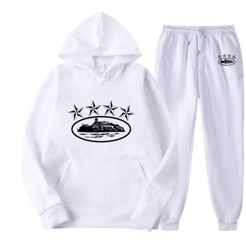 Unisex Oversized Hooded Sweatshirt Set Casual Streetwear Tracksuit Loose Fit Cotton Blend
