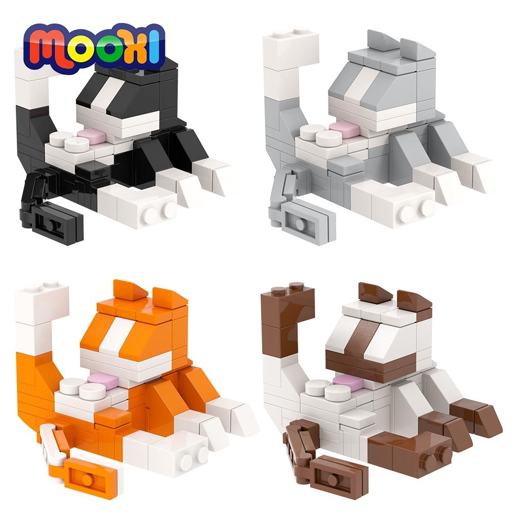 MOOXI Серия Животные 62 шт. MOC Кирпичики Фигурки Кошек DIY Строительные Блоки Детские Обучающие Игрушки Для Детей Подарок на День Рождения MOC3042-3045