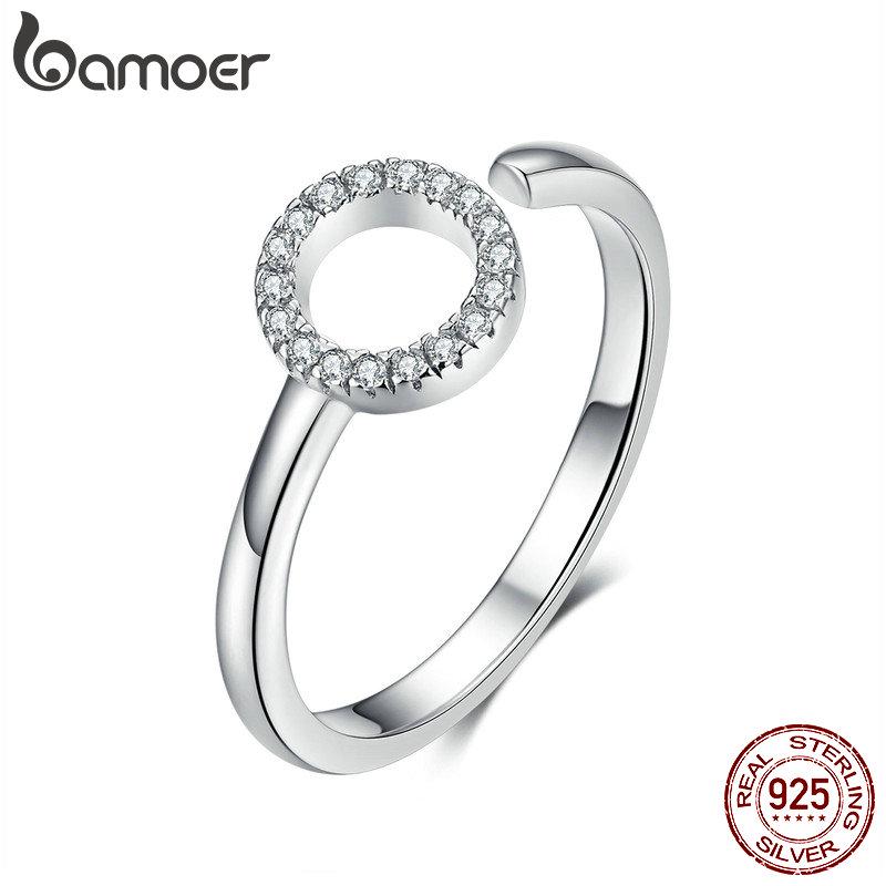 BAMOER 925 Sterling Silver The First Meet Finger Ring Women Adjustable Ring Jewelry Gift