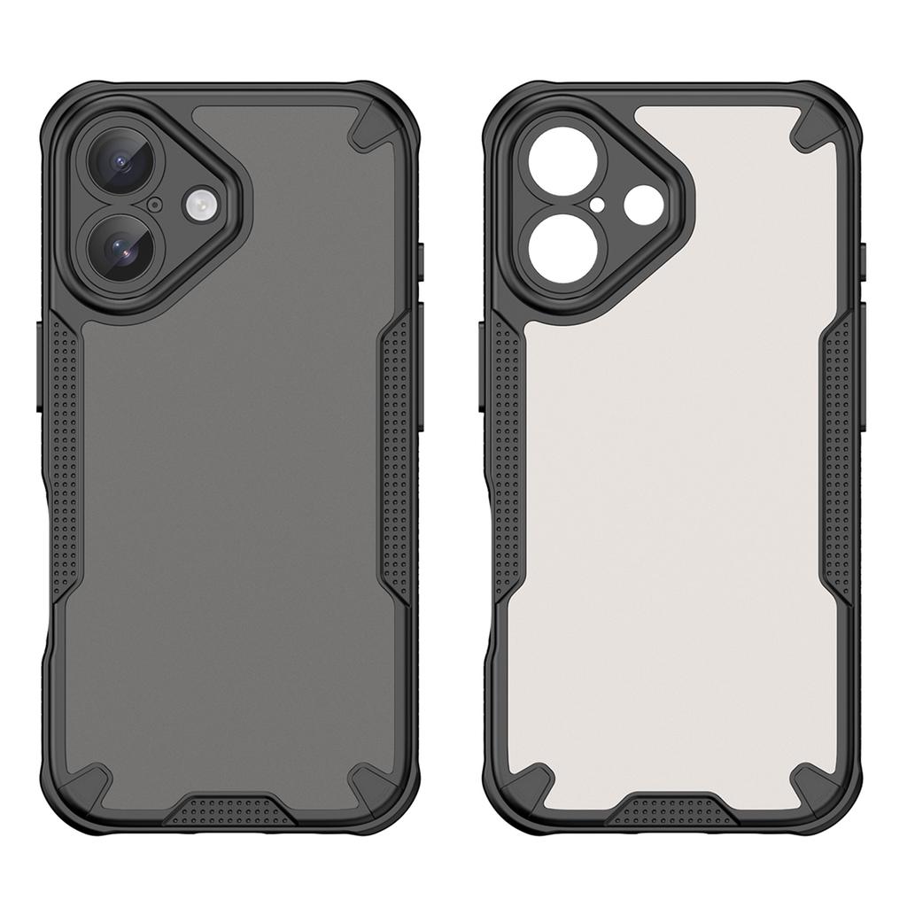 WANLONFENG MFFJ Series For iPhone 16 Case Anti Drop TPU Phone Back Cover with Screen Film - Black