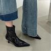Мода 2024 года, распродажа обуви, женские ботинки с молнией сзади, модные однотонные ботинки для офиса и карьеры, сексуальные ботильоны с острым носком Zapatos Mujer