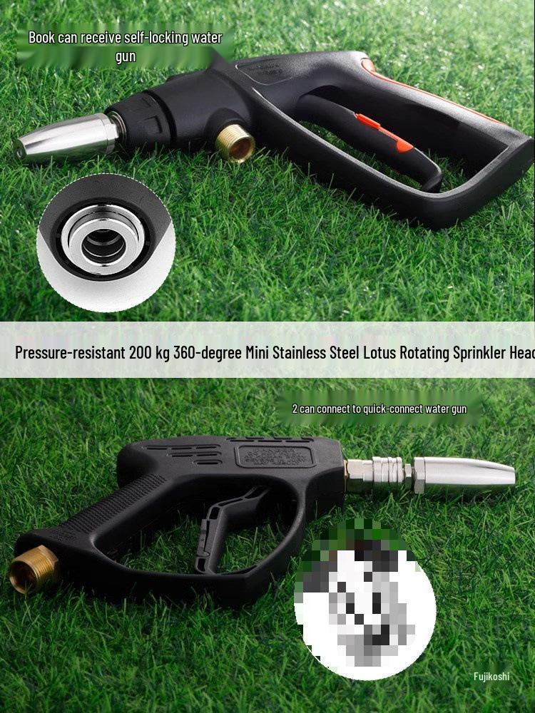 360° Rotating Stainless Steel Spray Head Water Gun with Lotus Nozzle for Joint Cleaning
