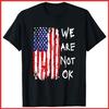 We Are Not Okay Vintage American Flag Patriotic Black Cotton T-Shirt S-5XL