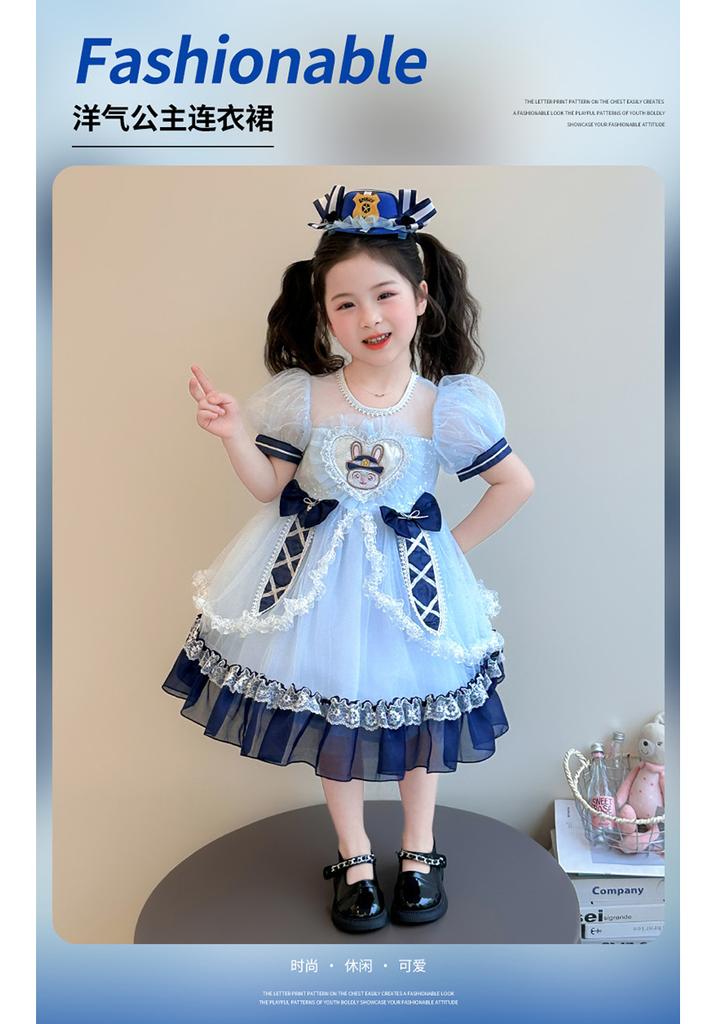 Girl cartoon rabbit police officer Lolita dress summer dress mesh princess dress fluffy dress birthday dress