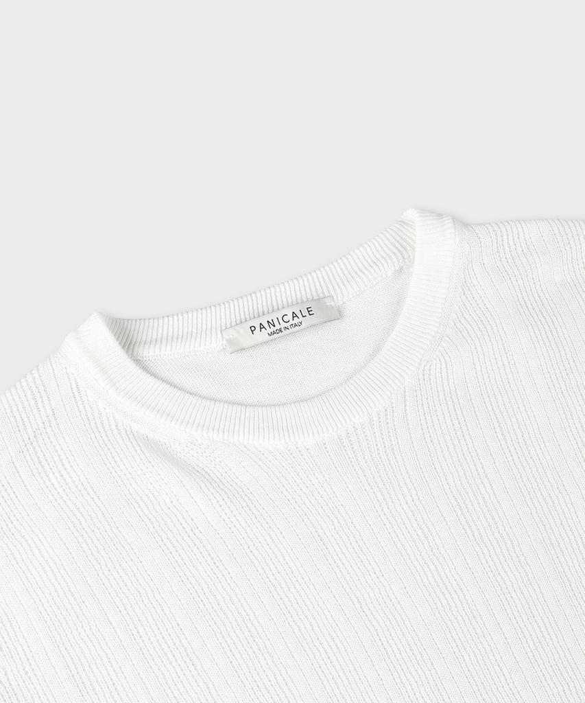 PANICALE White Crew Neck Cotton Knit