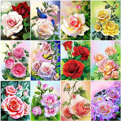 5D DIY Алмазная картина Красивые цветы и красочные птицы Алмазная вышивка Набор для вышивки крестом Полный горный хрусталь Мозаика Домашний декор