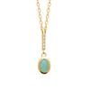 [R7724] - Gold Plated Necklace 'Sissi' Golden Green (amazonite) - 45cm 18x5mm