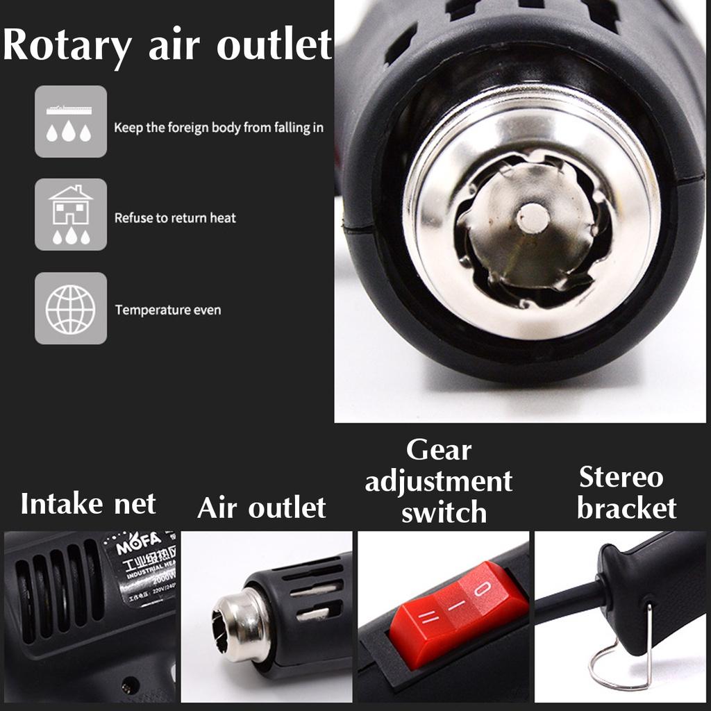 220 В 2000 Вт промышленные электрические фены терморегулятор тепловые пушки ЖК-дисплей термоусадочная упаковка термоэлектрический инструмент