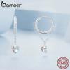 Серьги-капли BAMOER из белого золота с покрытием Huggie в форме сердца, серьги-капли с лунным камнем, женские серьги из стерлингового серебра 925 пробы, гипоаллергенные серьги с фианитом