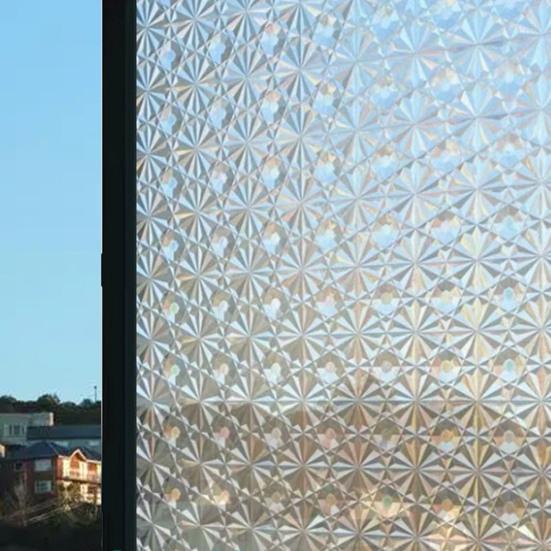 Матовая оконная пленка 3D горный хрусталь Радуга Защита конфиденциальности УФ-защита от солнца Статическое стеклянное покрытие цепляется за домашнюю дверь ванной комнаты Декоративная пленка