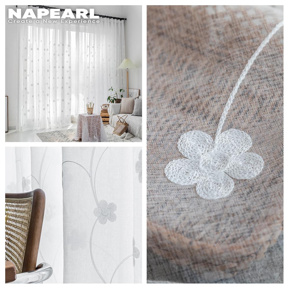 1 шт. NAPEARL тюлевая занавеска с вышивкой маргариткой, современная модная прозрачная занавеска для окна, прекрасная тюлевая занавеска для гостиной