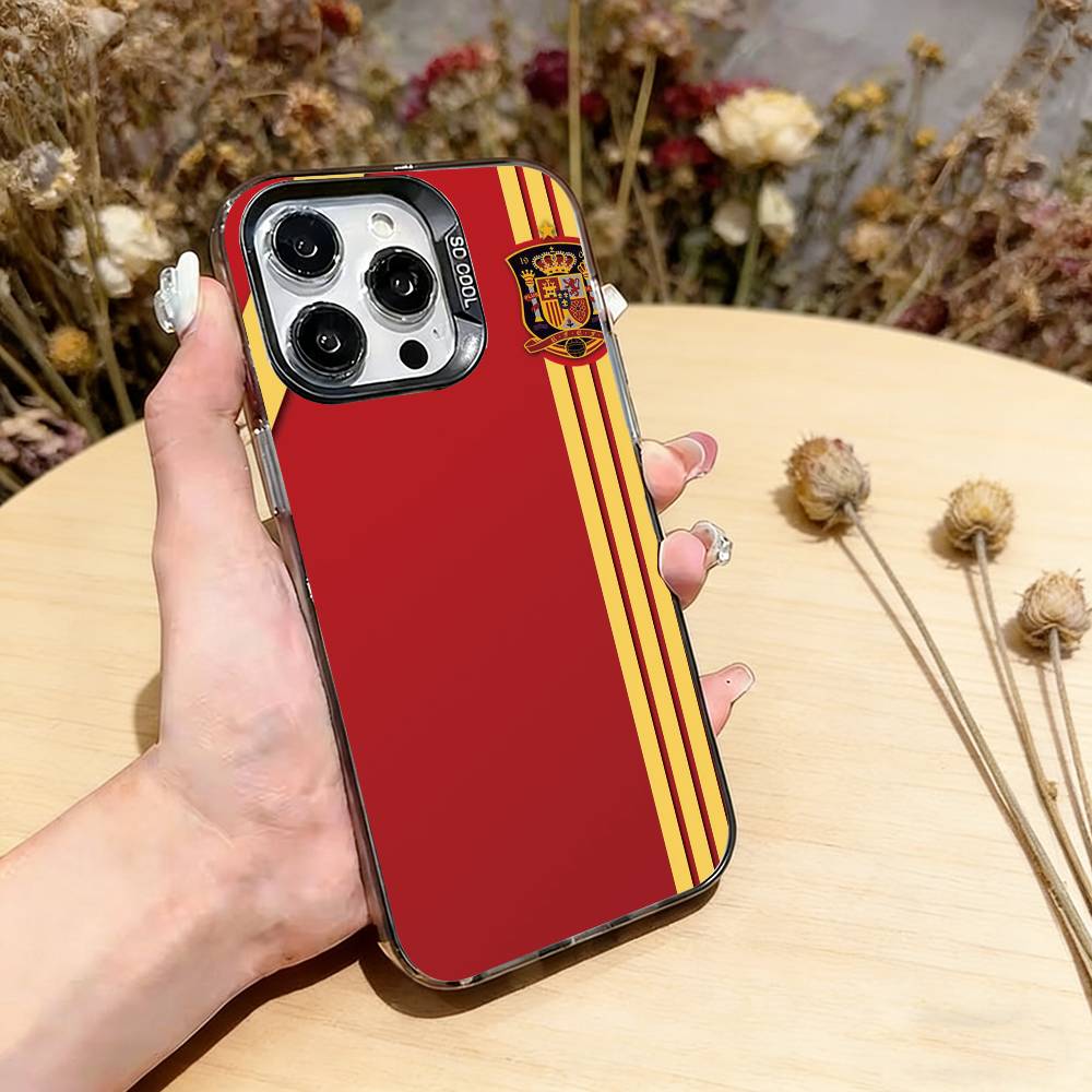Чехол для телефона с флагом Испании Для iPhone 17,16,15,14,13,12,11 Plus,Pro Max,XS,Цветной Посеребренный Внутренний Чехол