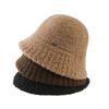 Retro Vintage Plush Fisherman Caps Wide Brimmed Warm Basin Hat Women's Bucket Hat Female Lady