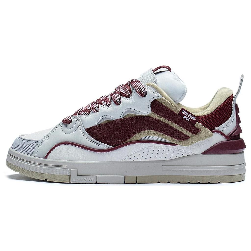 Li Ning We Wu Golden Non-Slip Wear-Resistant Low-Top Skate Shoes Men Skate Shoes White Red AECS073-6