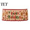 Christmas Table Skirt Skirt, Santa Claus Elk Prints, Elastic Edge, Dining Decor, Holiday Elf Xmas Tree Festive for Home Party Decoration Dinner