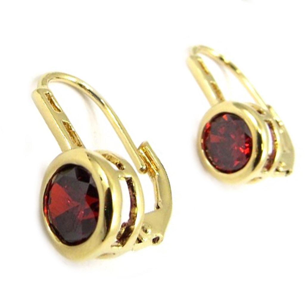 Les Trésors De Lily [L3035] - Red 'Essential' Gold Plated Sleepers (9 Mm)