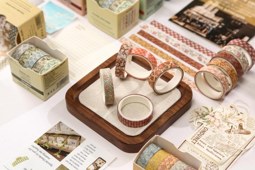 Коллекция маскировочной васи-ленты YUBX Basic с ретро-геометрическими тонкими полосками для DIY, подарков и декора подарков, напоминание о ленте, набор из 60 штук,