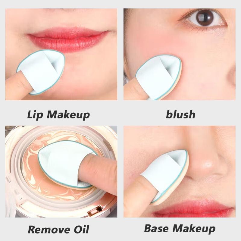 Fingertip Air Cushion Leather Mini Finger Thumb Powder Puff Concealer Powder Powder Set Makeup Dry and Wet Use No Powder Student Makeup Tools