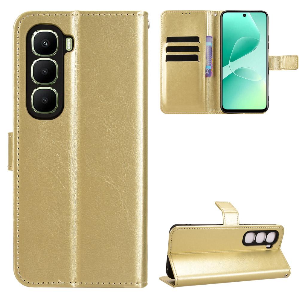 For Infinix Hot 60 5G/Hot 60i 4G Case Crazy Horse Texture PU Leather Phone Wallet Cover with Wrist Strap