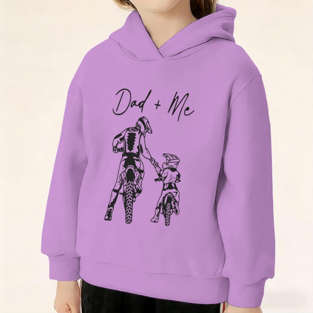 Dad + Me Motocross Graphic Hoodies Kids Casual Outdoor Wear Vintage Motocross Sweatshirts Bike Lover Hooded Sweatshirt