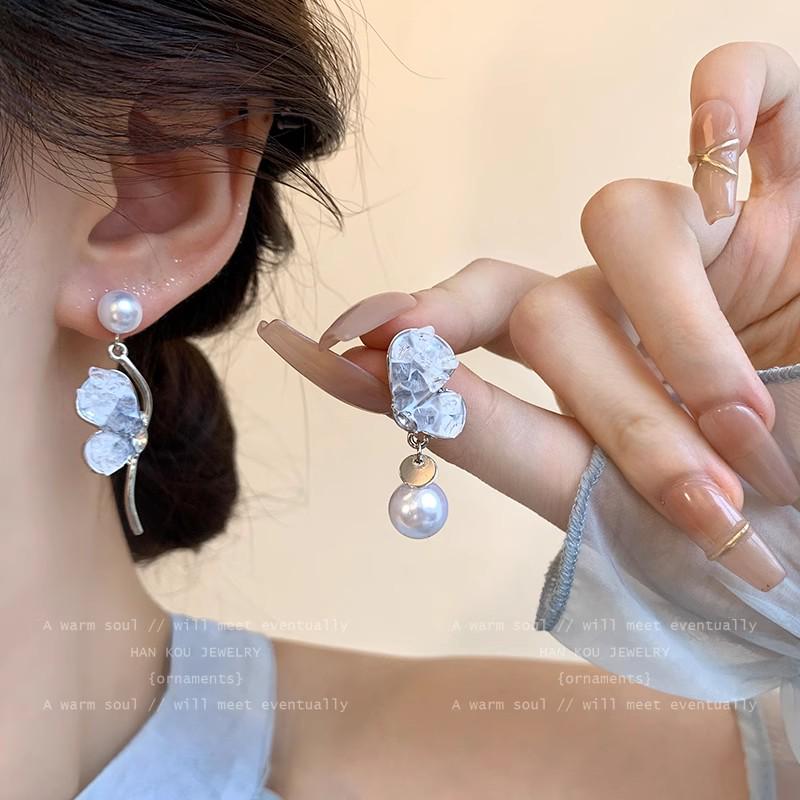 Уникальные серьги-пусеты из серебра 925 пробы с цирконом и жемчугом в виде бабочек для женщин - Высококачественная модная бижутерия