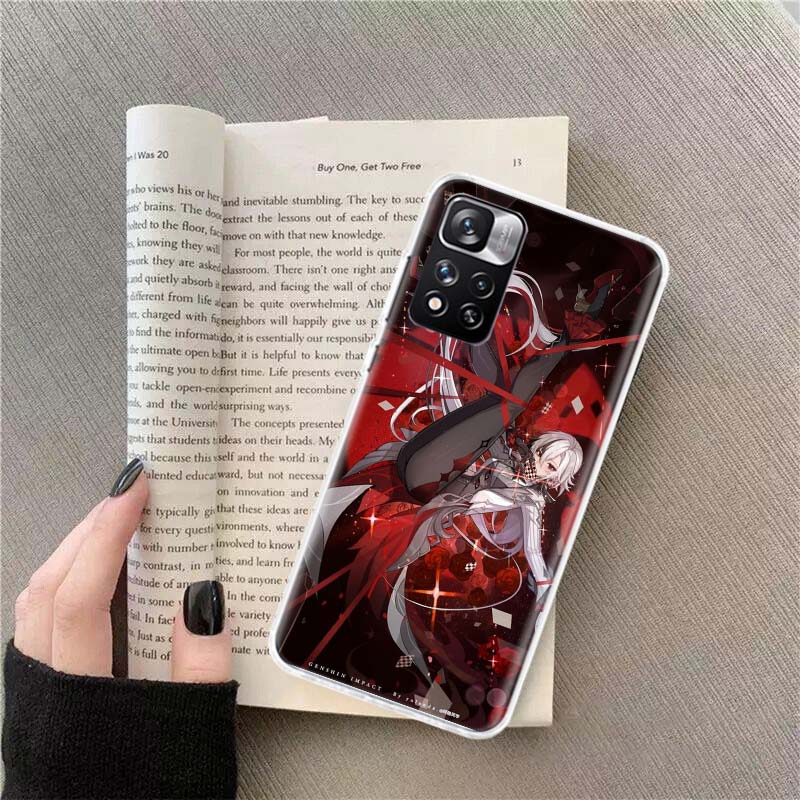 Чехол для телефона Arlecchino Genshin Impact для Redmi Note 13 12 Pro Plus 14 15 Pro 5G 11 11T 11E 11S 10 Pro 10S 9 9S Прозрачный чехол для телефона