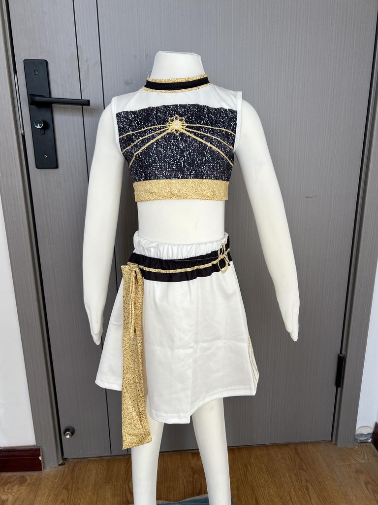 Popular girlgroup Singer White Cosplay Costume for Girls Halloween Carnival Group Idol Print Dress Up Outfits