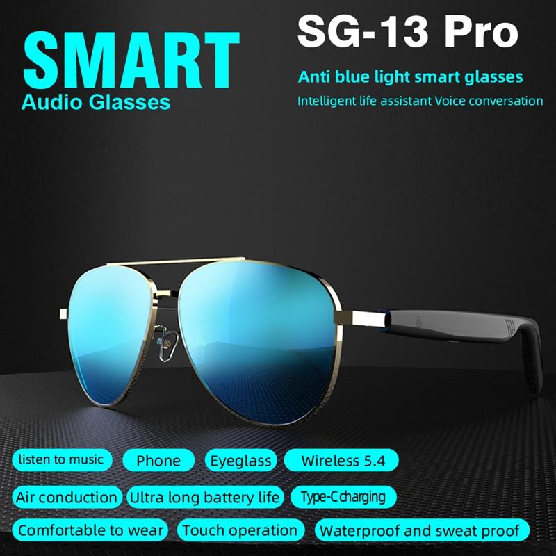 New Fashion SG-13 Pro Smart Sunglasses Anti UV Portable Music Stereo Wireless Headphones Sports Riding Sunglasses Earphones