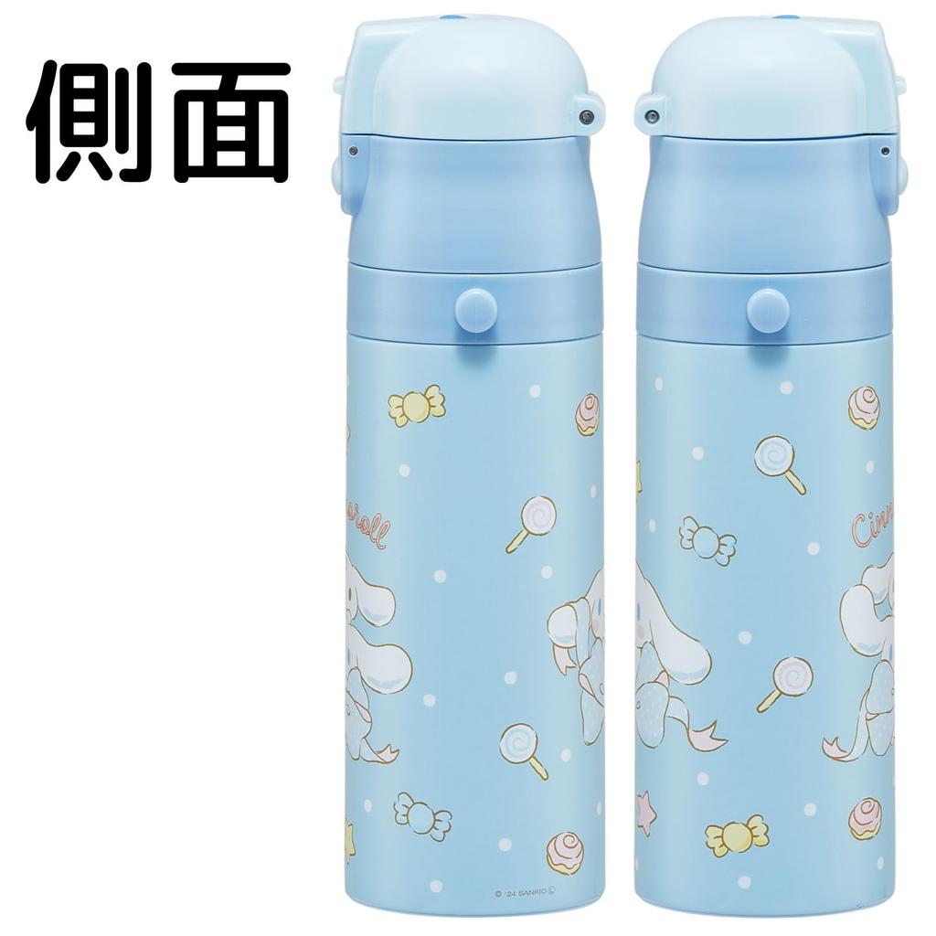 Skater Water Direct Sanrio Cinnamoroll Большая Спортивная Детская Бутылка для Воды из Нержавеющей Стали, 470 мл, Питьевая, Лента, Для Девочек, Изолированная, Стальная, Легкая,
