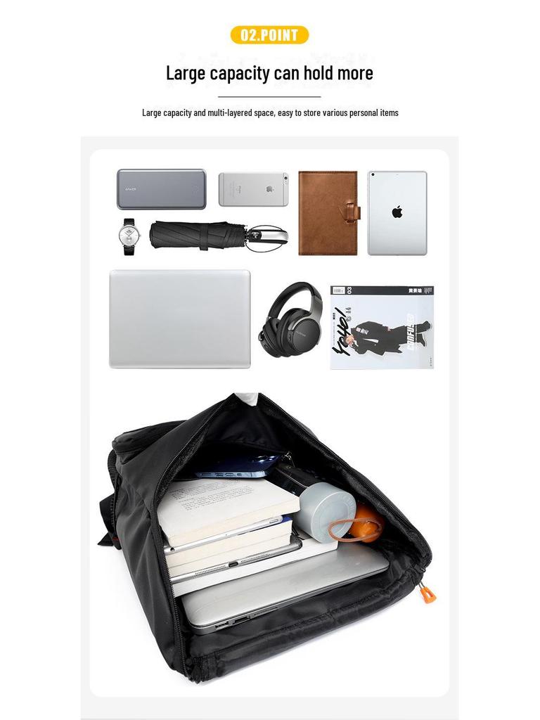 Мужской водонепроницаемый рюкзак большой вместимости для путешествий, школы, бизнеса и колледжа - в японском и корейском стиле