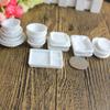 18Pcs/Set Mini White Kitchenware Toy Drink Cups Small Plate Small Dish Tableware Miniatures Diy Pretend Play Mini Plastic Toy
