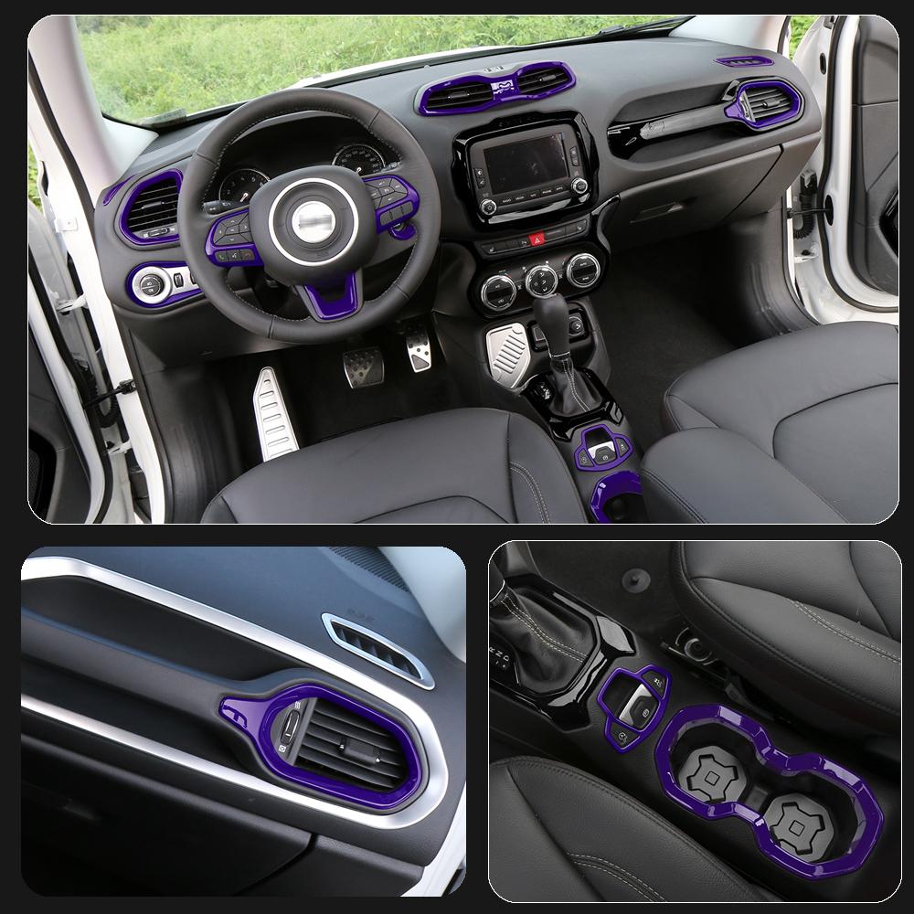 ABS Car Steering Wheel Headlight Switch Decoration Ring Central Air Vent Cover Stickers For Jeep Renegade 2017-2020 Car Exterior Accessories