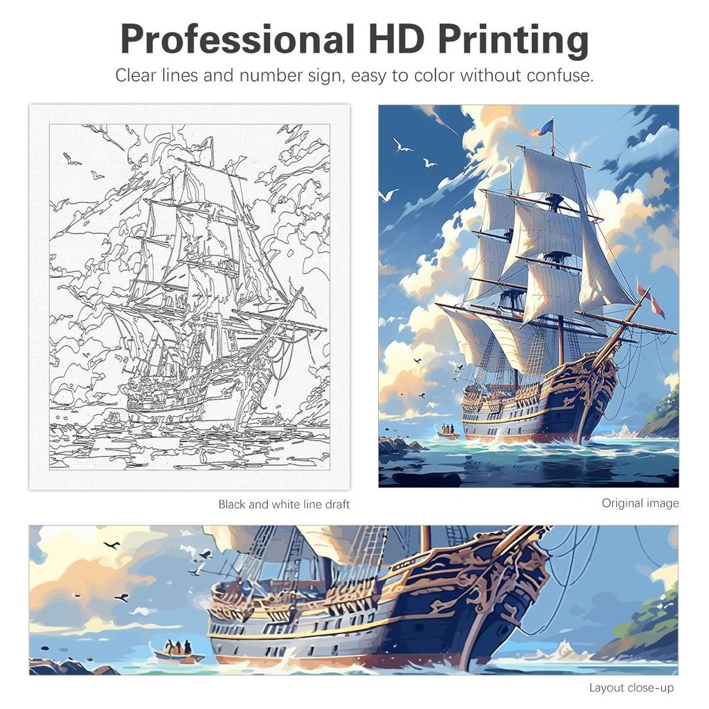 Рамка «сделай сам», картина по номерам, пейзаж, картина с лодкой, пейзаж, нулевая основа, ручная роспись, уникальный подарок, домашний декор 40x50 см