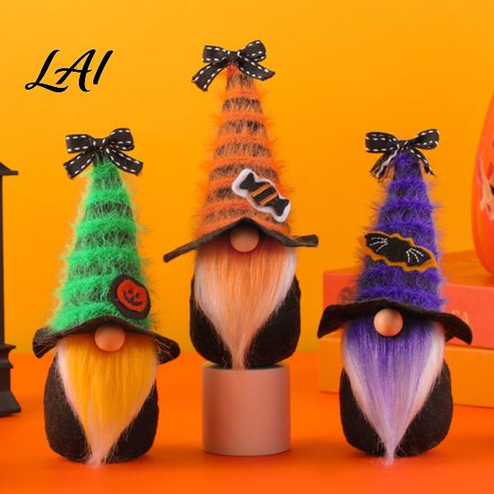 Durable Halloween Decorations Gnome Decor Cute Gradient Ghost Figurine Faceless Statue Party Supplies for Shelf Table Spooky Ornament Home