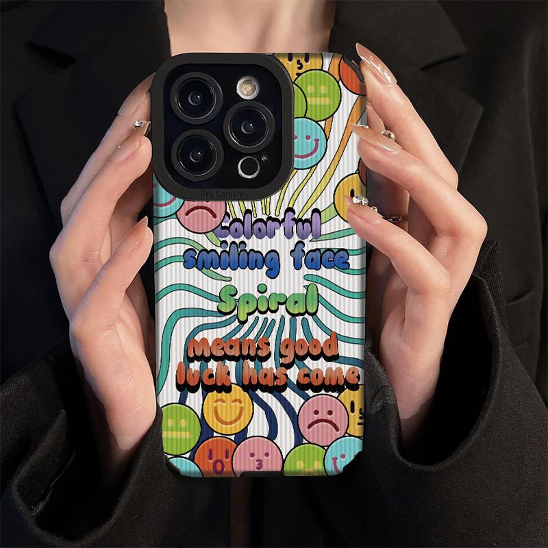 Кожаный мягкий силиконовый чехол со смайликом и принтом Emoji для телефона, задняя крышка с объективом камеры, полная защита