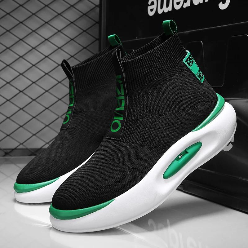 2025 Spring New Mens Casual Shoes Fashion High Elastic Socks Male Sneakers Comfortable Breathable Solid Color High-top Man Shoes