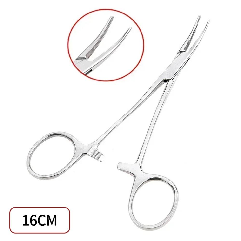 Stainless Steel Curved Tip and Straight Tip Forceps Lockin 12.5,16,18cm for Clip Pet Hair Clamp Fishing Plier Hand Tool