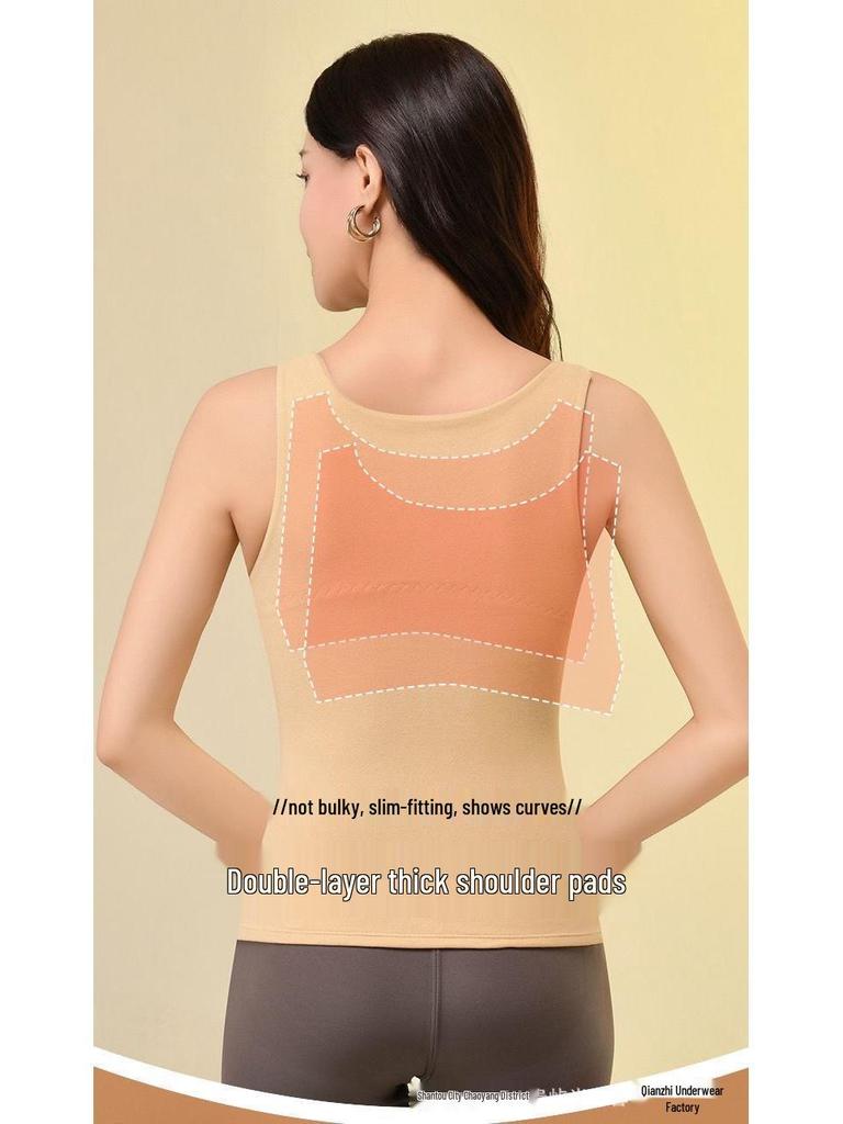 Женский плюшевый термобазовый слой: Бархатная теплая рубашка, подчеркивающая талию и утягивающая живот, с жилетом, генерирующим тепло, и поддерживающим поясом.