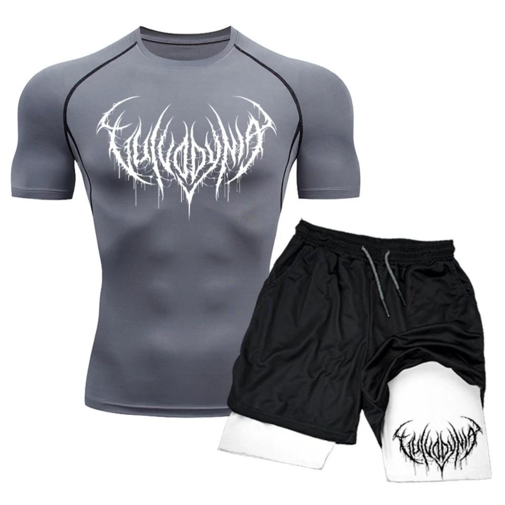 Men's Quick-Dry Compression T-shirt & Shorts Set - Fitness & Running Sportswear